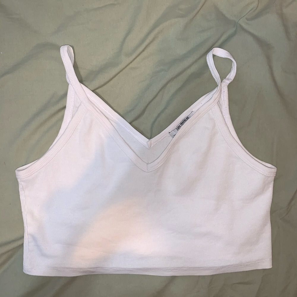 zara white crop top medium